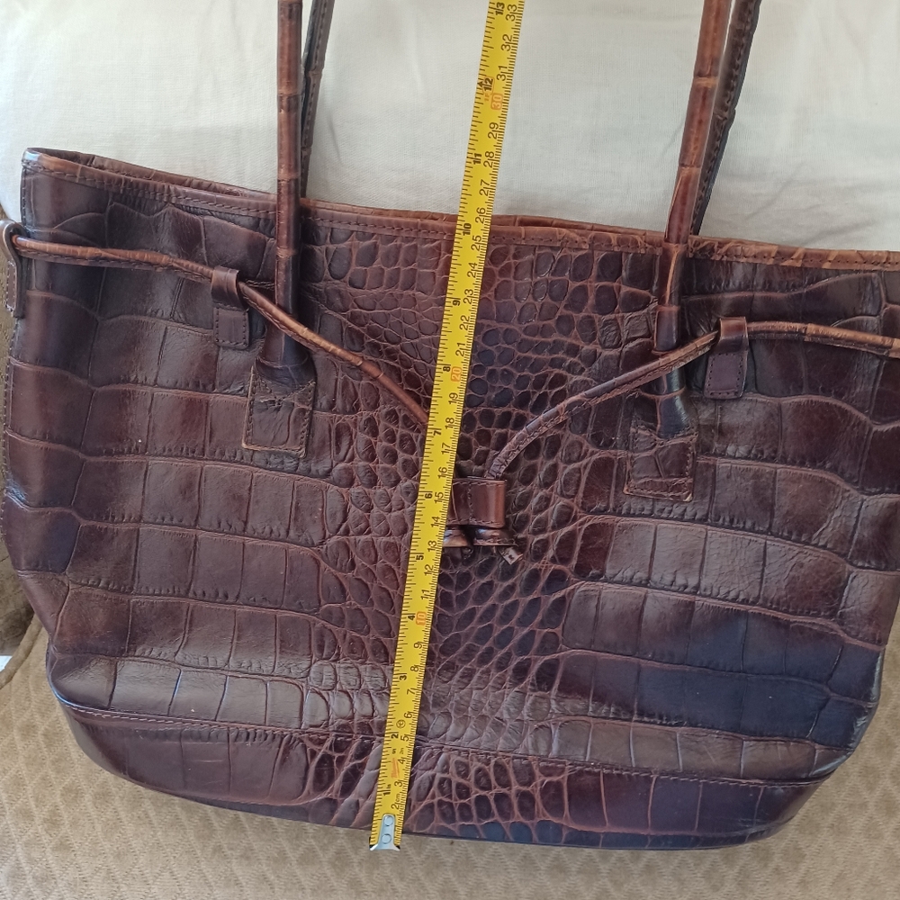 Talbots Brown  Croco Leather Vintage Bag Tote Purse Old Money Y2k - Picture 7 of 9